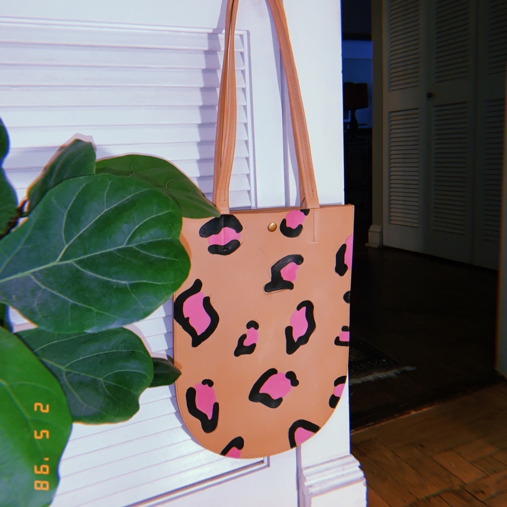 cheetah print 100% leather bag